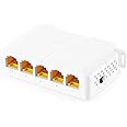 Gigabit PoE Passthrough Switch, 1 PoE in 4 PoE Out Extender, IEEE802.3af/at/bt PoE Powered 90W, 10/100/1000Mbps Ethernet, Din Rail & Wall Mount Plug and Play