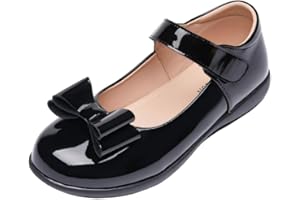 CLOUCKY Girls' Patent Leather Mary Jane Flats School Uniform Student Dress Princess Shoes
