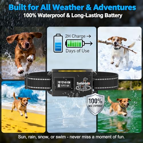GPS Wireless Dog Fence System – Invisible Electric Anti Escape Collar, No Subscription, Circular 65-9,840 ft & Irregular Fence. Waterproof, 3 Modes, Stops Digging & Jumping, for Medium & Large Dogs