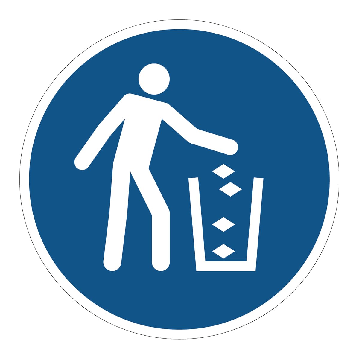 Mandatory NF ISO7010 Mandatory Mandatory Sticker - Round Laminated Plastic Signs - Water and UV Resistant - Use the Bin - Diameter 30 cm