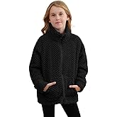 Dugcew Girls Fleece Jackets Soft Lightweight Kids Jacket Winter Outerwear Fall Full Zip up Sweatshirt with Pockets 3-12 Year