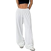 QJQ Women's Wide Leg Sweatpants Drawstring Waist Straight Leg Pants Casual Workout Streewear Trousers