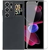 WDMYLFTW Case for Oukitel C62 Pro + Glass Screen Protector Tempered Film - Transparent Silicone Soft Flexible Bumper Shockproof TPU Protective Cover Shell (Black)