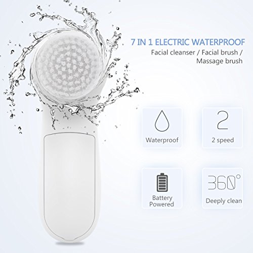 Facial Brush, PIXNOR [Newest 2020] 7 in 1 Electric Face Cleansing