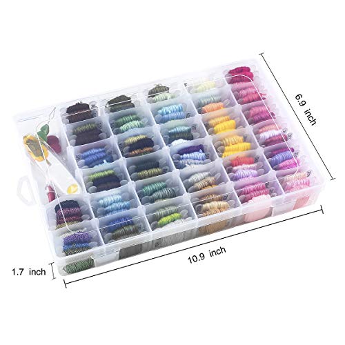 Embroidery Floss Cross Stitch Threads-108 Colors Friendship Bracelets Floss with Organizer Storage Box Embroidery Thread Bracelet String Embroidery Kit and 38 Pcs Cross Stitch Tools