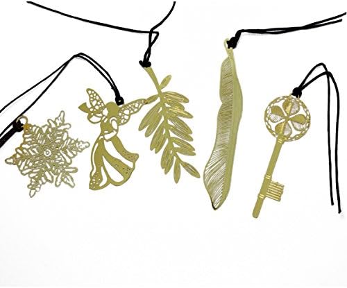 Meeall Set of 5 Fashion Bookmarks with Leather String