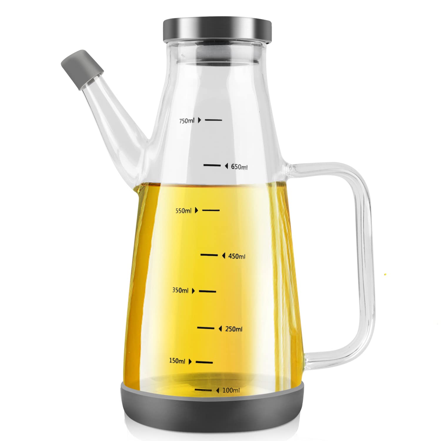 GUWINA Oil Dispenser Bottle, Glass Olive Oil Vinegar Cooking Dispenser Bottle for Kitchen BBQ, Large Chilli Veg Bottle with Handle（750ml）