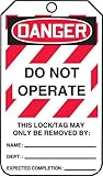 Accuform Signs MLT406CTP Lockout Tag, Legend "DANGER DO NOT OPERATE", 5.75" Length x 3.25" Width x 0.010" Thickness, PF-Cardstock, Red/Black on White (Pack of 25)