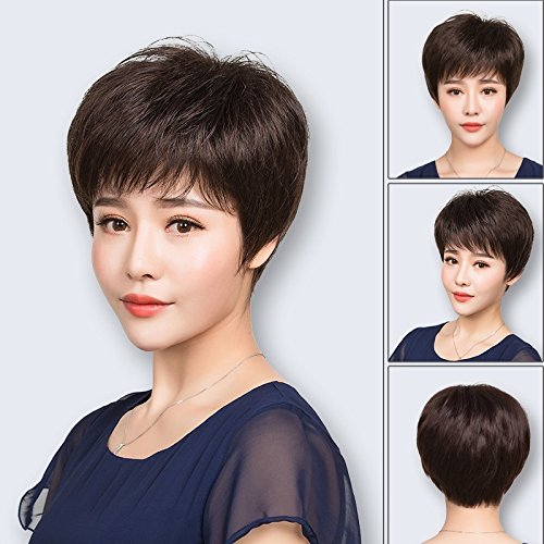 Amazon Com Women Girls Female Short Hair Wig Middle Aged Mother