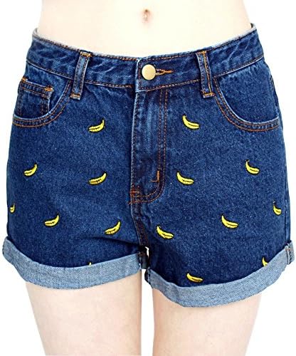 Metee Dresses Women's Blue High Waist Jean Shorts Cotton Denim Shorts X-Large