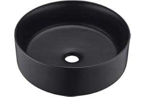 Miyili Bathroom Vessel Sink 14.2" Modern Round Above Counter Circle Matte Black Ceramic Countertop Sink Art Basin, VS3636B