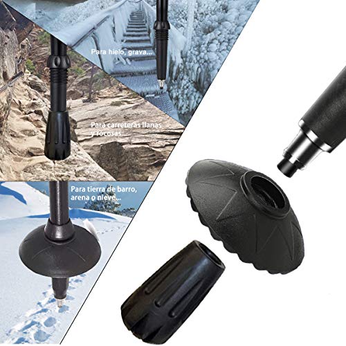 DQST Baston Trekking Plegables 130cm, Baston de Senderismo para Caminar ultraligeros, Aleación de Aluminio de Alta Resistencia (Negro)