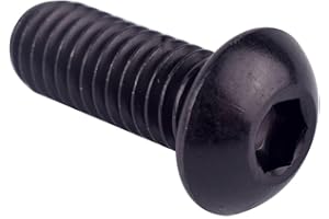 VAMUOEFL 8-32 x 3/8" Button Head Socket Cap Bolts Screws (1/4" to 2" Available), 304 Stainless Steel 18-8, Black Exterior Finish, Allen Hex Drive, Fully Thread,30Pcs