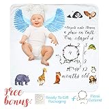 Milestone Blanket for Newborn Girl or Boy - Thick Flannel Fleece Blanket (40 x 40") with Numbers, Flower Wreath and Box for Personalized Photos - Perfect Baby Shower Gift for Moms and Newborns