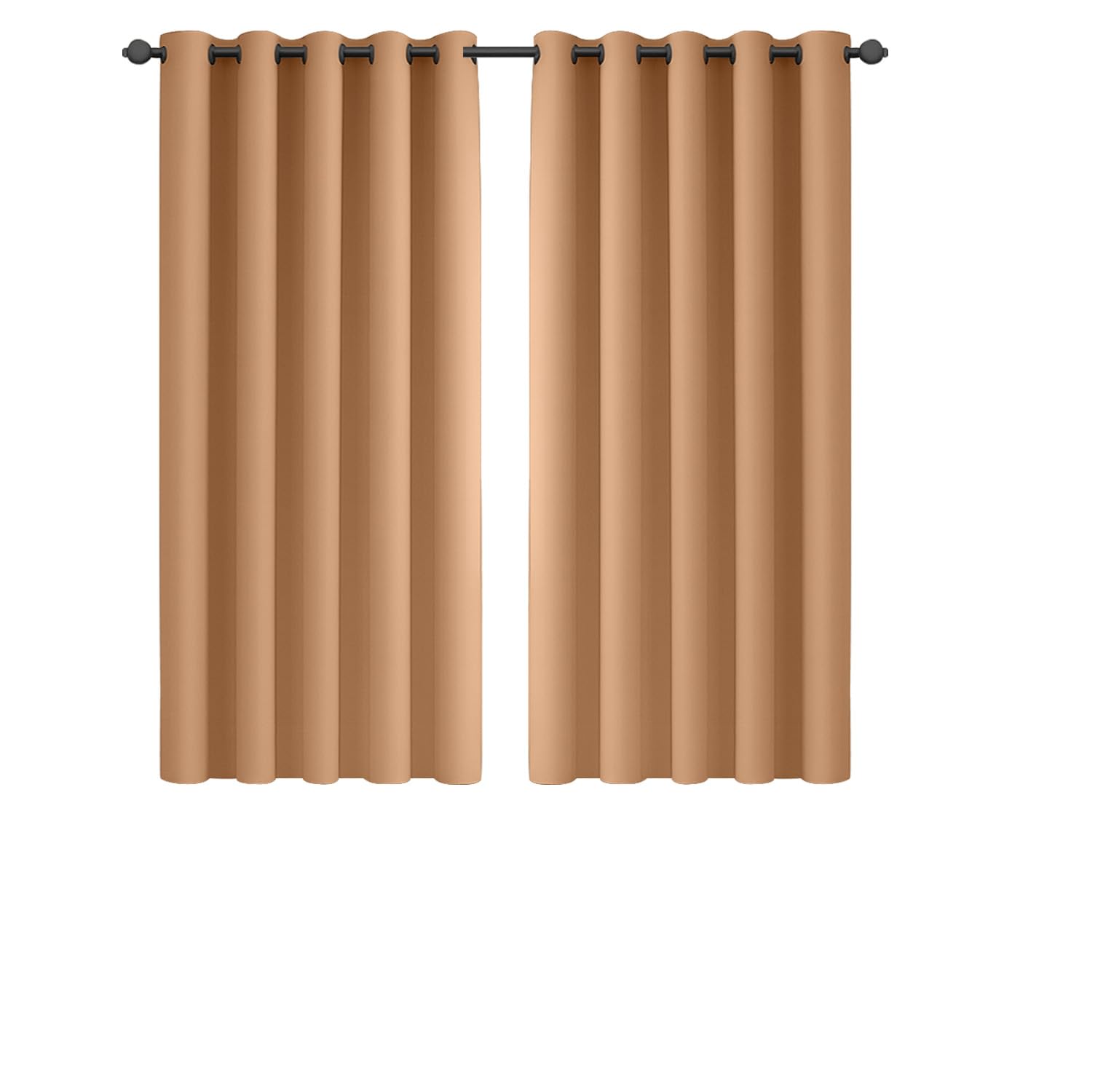 Imperial Rooms Eyelet Blackout Curtains for Bedroom 66x54 Inch Beige Curtains for Living Room Thermal insulated and Energy Saving 2 Panels with Tiebacks — image 1
