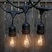 Outdoor String Lights 48 Ft, Commercial Grade Outdoor Light Strand with Hanging Sockets - Weatherproof Strand for Patio Garden Porch Backyard Party Deck Yard, 15 light bulbs included – Black