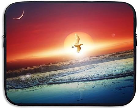 FSKDOM Laptop Sleeve Computer Ultrabook Case Sunset Beach Moon Seagull Neoprene Slim Sleeve Bag For All Computer Ultrabook/Lenovo Dell/MacBook Pro Etc For 13 Inch And 15 Inch