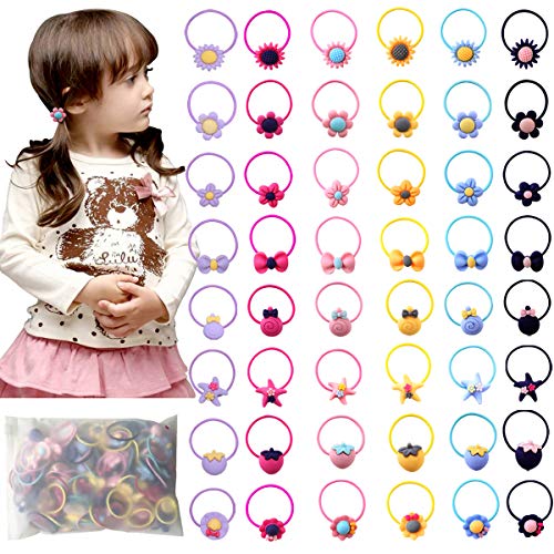 willingtee - 120 unidades  de colores mezclados para niñas, lazos elásticos para el cabello, bandas de goma suaves, soportes para bandas para el cabello, coletas, accesorios para el cabello para niñas, bebés, niños pequeños, adolescentes y niños