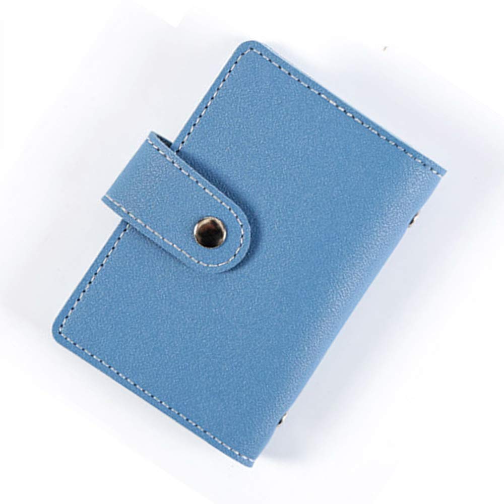 PU Leather Card Holder Multi-Compartment Card Pouch Case Business Card Case Purse Wallet Bag for 24 Credit Cards -Blue