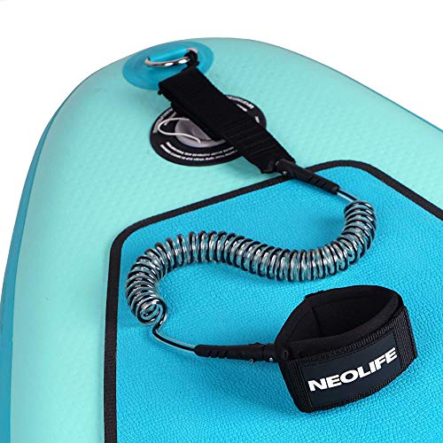 Neolife Coiled Premium Surfboard Leash,Stand Up Paddle Board Leash Ankle Strap Leg Rope with Double Stainless Steel Swivels for Longboard Snowboard Sup Leashes(7Ft Transparent Black