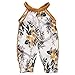 Newborn Baby Girls Round Collar Sleeveless Floral Romper Harem Cropped Pants (1-3months, Floral)