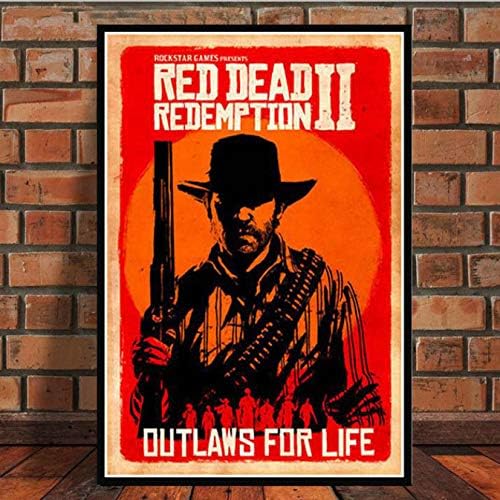 yhnjikl Painting Hot Red Dead Redemption 2 Video Game Poster And Prints Modern Wall Art Wall Pictures For Living Room Home Decor 40X60Cm Without Farme