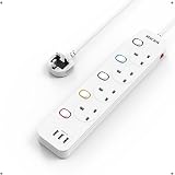 Mscien 1M Extension Lead with USB 4 Way Wall Mounted Power Strip 13A 3250W