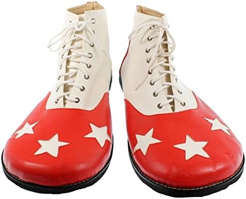 Jumbo Red N' White Clown Shoes Stars Adult PU Leather Circus Costume Accessory