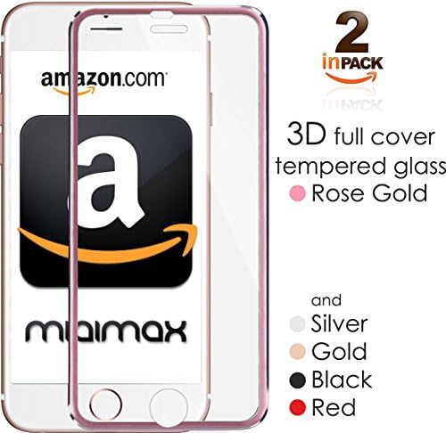 iPhone 7 Plus / 6(s) Plus 3D Screen Protector Glass with Titanum Edge Rose Gold Full Cover [2-Pack] 5.5" by miaim…