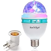 YouOKLight E26 Rotating RGB Disco Ball Light, LED Strobe Bulb Magic Ball Light, for Birthday Party Club Bar Karaoke Halloween Christmas