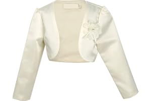 inlzdz Kids Girls Long Sleeves Stain Flower Bolero Bridesmaid Wedding Pageant Formal Event Cardigan Dress Cover up