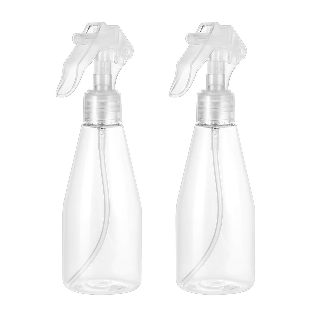 OUNONA 200ml Plastic Spray Bottle Transparent Non-Toxic Odorless Sprayer Leak-Proof for Cleaning Products Garden Treatment (2PCS)