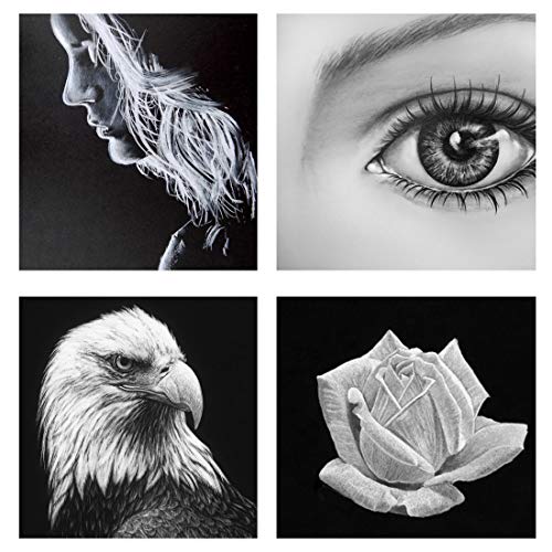 Art White Charcoal Pencils Set, 3 Piece, White Drawing Pencils for Artist, Sketching, Black Paper