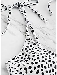 ZAFUL - Bañador triangular para mujer sexy con corbata y cordones acanalados