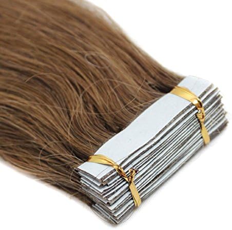 16"18"20" PU Tape in Remy Hair Extensions US Straight Extensions 20Pcs (18inch 40g/pake, Medium Brown)