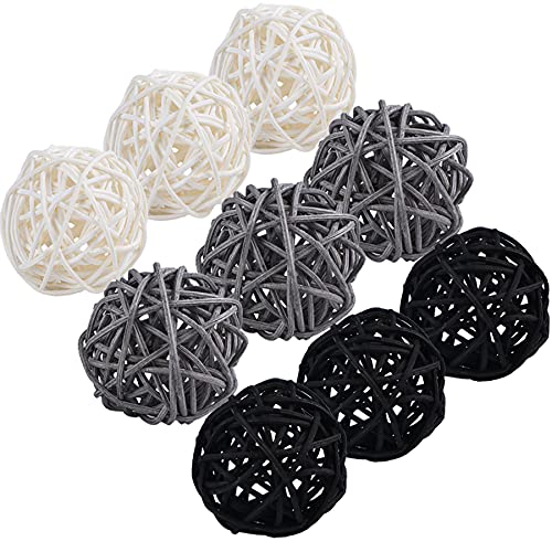 STMK 9 Pcs 3 Inch Wicker Balls Decorations, Rattan Balls Decorative for Home Decor DIY Vase Bowl Filler Ornament Baby… - Image 4