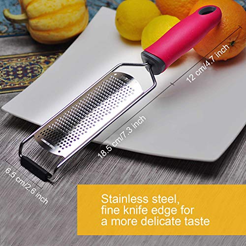 Premium Cheese Grater Citrus Lemon Zester Hand Grater Stainless Steel Blade Protect Cover Brush Dishwasher Safe Easily Shreds & Grates Vegetables Hard Cheeses Parmesan Other Foods Perfect - Thumbnail 4