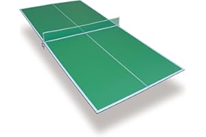 HOOKUNG 7/8/9ft Mid-Size Ping Pong Conversion Top with Net Set for Billiard and Pool Tables - Regulation Top Converts Billiards into Ping Pong Table Blue/Green/Black