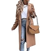 IDEALSANXUN Womens Long Wool Coats Fall Winter Notch Lapel Dressy Peacoat Jackets