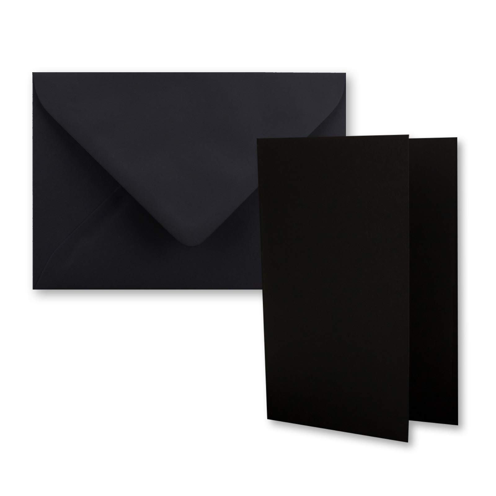 10x DIN B6 folding card set with envelopes in black - 120 x 170 mm - ideal for invitation cards, wedding, baptism, communion, confirmation - Brand: FarbenFroh