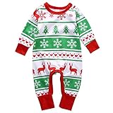 Baby Boys Girls Long Sleeve Christmas Snowflake Reindeer Print Romper