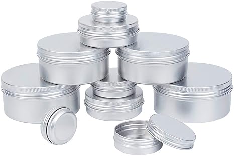 Amazon Co Jp Ph Pandahall 個 5つのサイズ 丸型アルミ缶 アルミジャー 化粧品用保管容器 キャンドル キャンディー スクリュートップリップ付き 15ml 30ml 60ml 150ml 0ml ホーム キッチン