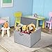 Sorbus Square Toy Chest with Flip-Top Lid, Kids Collapsible Storage for Nursery, Playroom, Closet, Home Organization, Large (Square Chest - Gray/White Chevron)