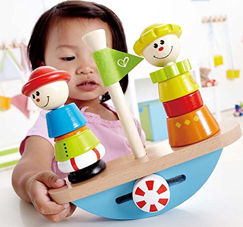Hape Balance Boat Toddler Wooden Stacking Toy - Thumbnail 4