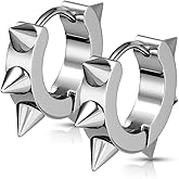 20GA 316L Stainless Steel Small Spike Lined Huggie Hoop Earrings, Sold as a Pair