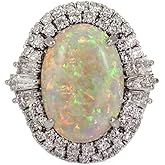 925 Sterling Silver Shiny Color Diamond Oval Cubic Zirconia Rings Diamond Rings for Women Jewelry Findings Earring Backs Findings (US Code 8)