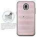 TJS Samsung Galaxy A6 Case [Tempered Glass Screen Protector] Hybrid Shockproof Resist Drop Protection Phone Case Cover Metallic Brush Finish Hard Inner Layer (Rose Gold)