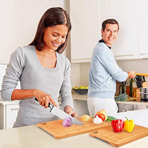 Wooden Cutting Boards for Kitchen Meal Prep & Serving Bamboo Wood