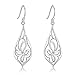 Sterling Silver Minimalist Design Of Blossom Dangle Drop Earrings For Sensitive Ears