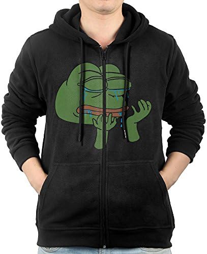 Crying Pepe The Frog Mens Zip Up Pocket Fashion Hoodie Sweatshirt